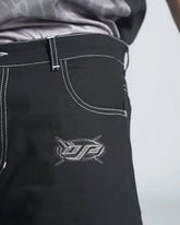 Threebooy Harajuku Embroidery Pattern Hip Hop Retro Black Gym Basketball Shorts Sweatpants Y2k Shorts Men Fashion Denim Shorts Streetwear